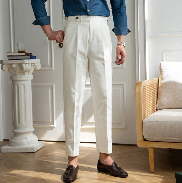 Antibes - Pantaloni Dritti in Twill di Cotone