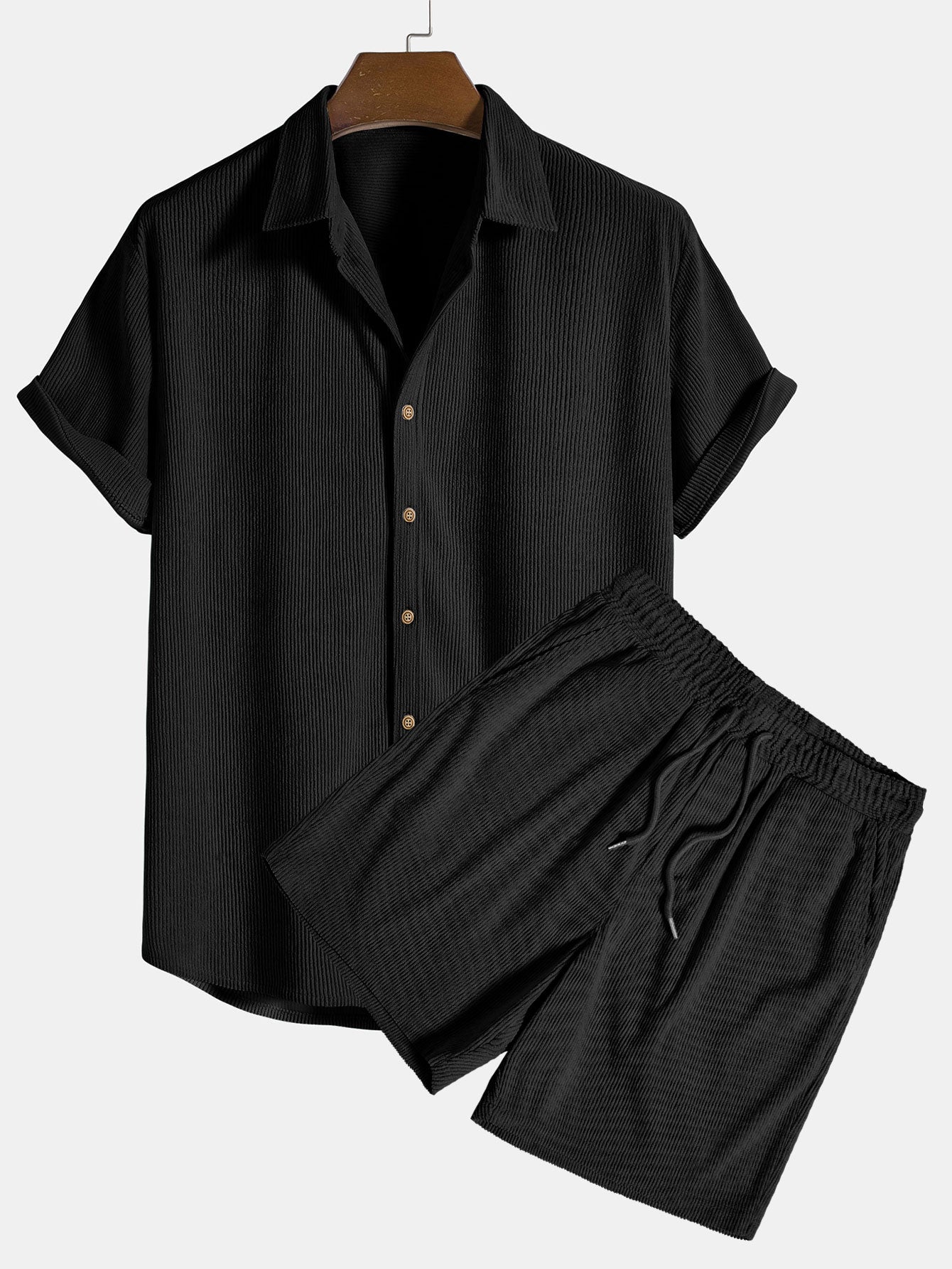 Camicia e pantaloncini con abbottonatura a maniche corte e pantaloncini