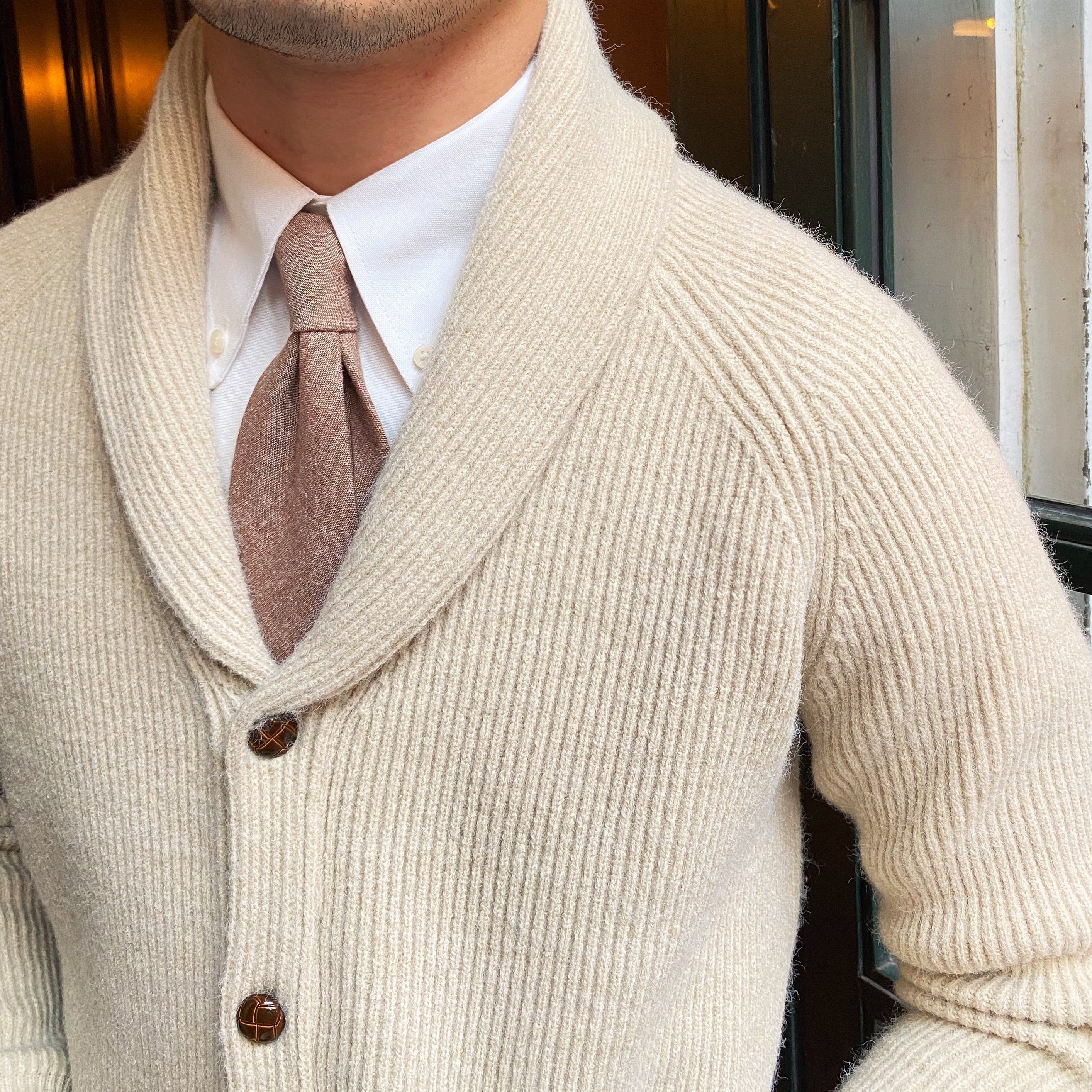 Cardigan Lavorato a Maglia con Collo a Sciarpa "Bond Street"