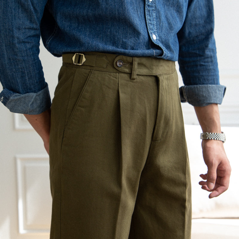 Antibes - Pantaloni Dritti in Twill di Cotone