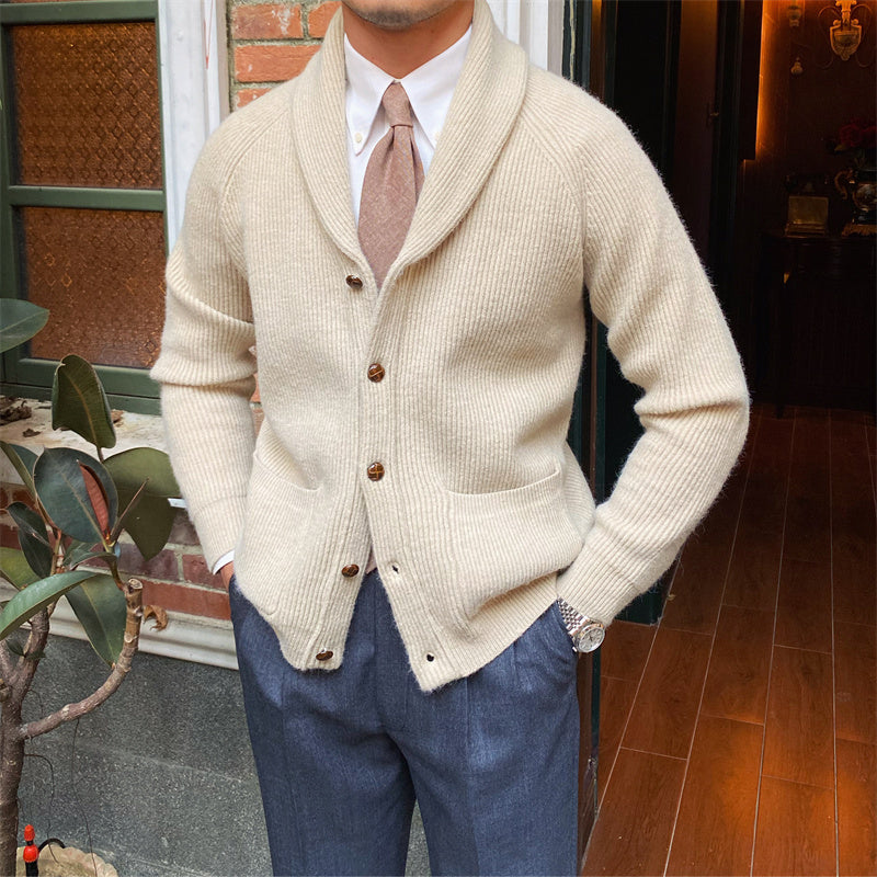 Cardigan Lavorato a Maglia con Collo a Sciarpa "Bond Street"