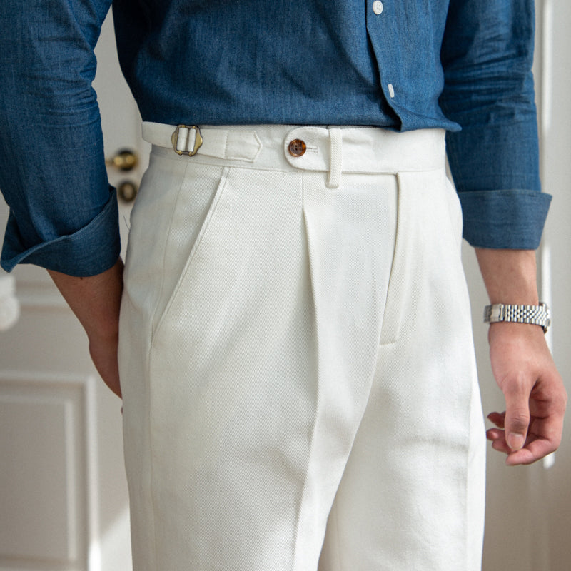 Antibes - Pantaloni Dritti in Twill di Cotone