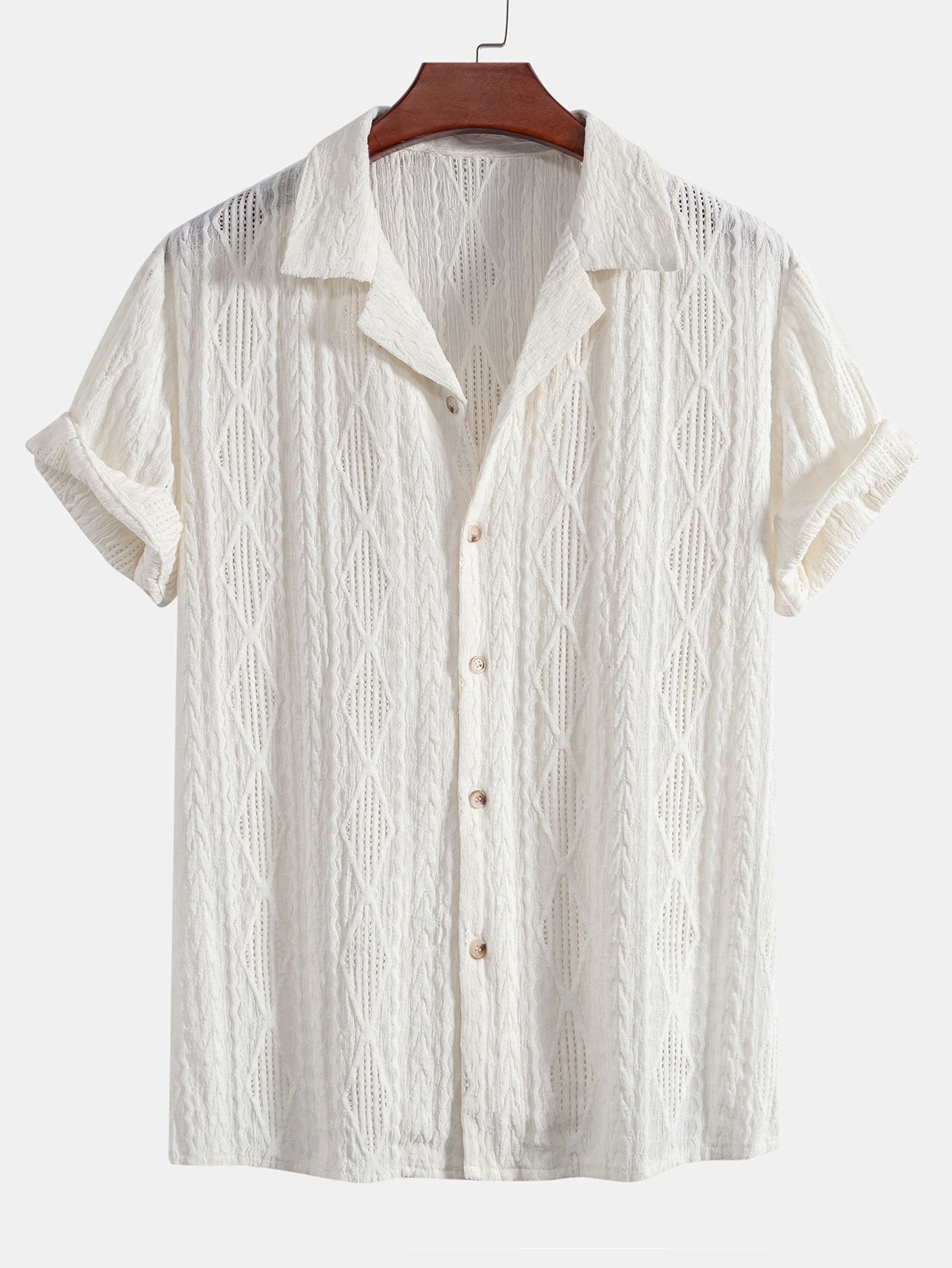 Camicia cubana jacquard geometrica