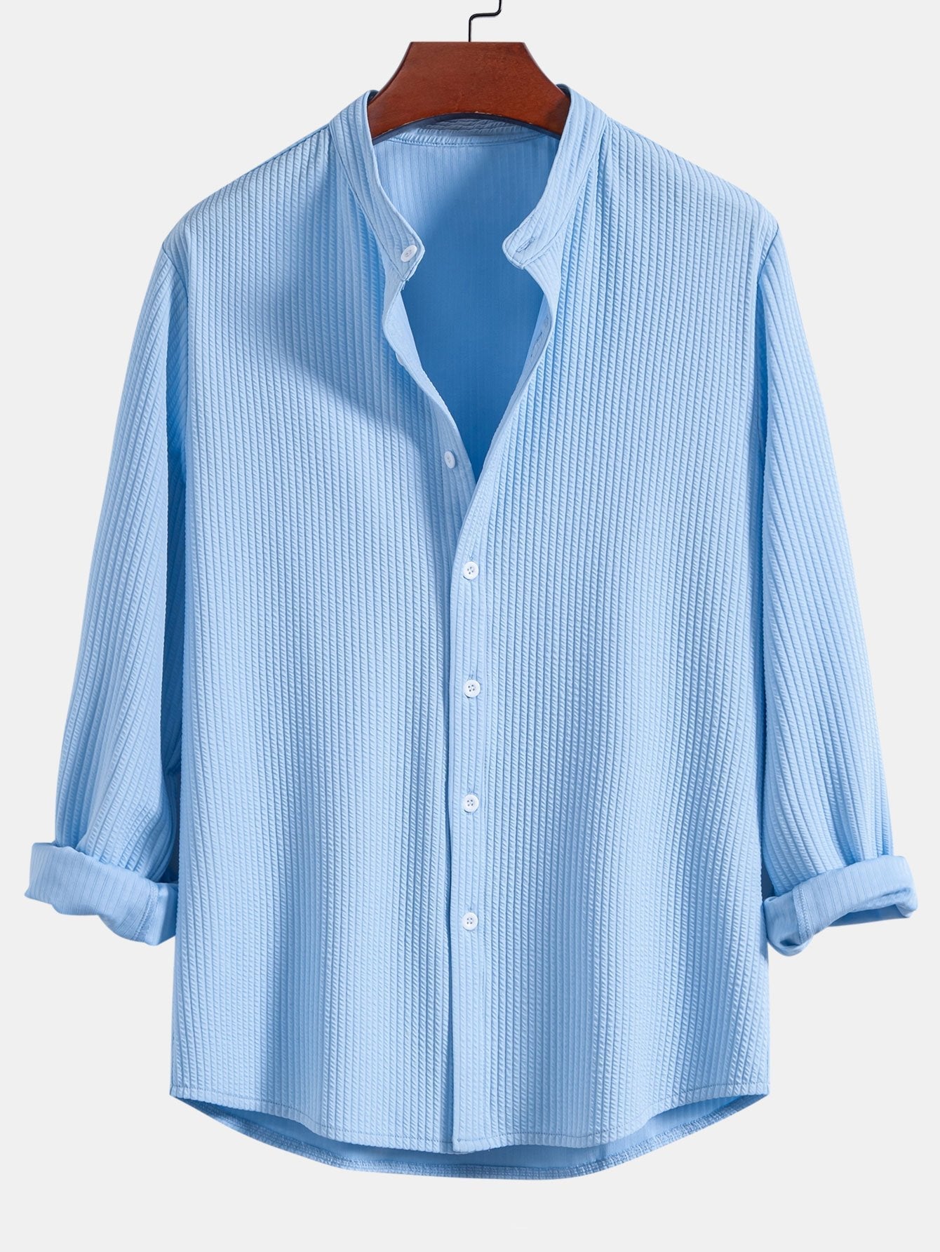 Camicia da colletto a coste muscolari a maniche lunghe